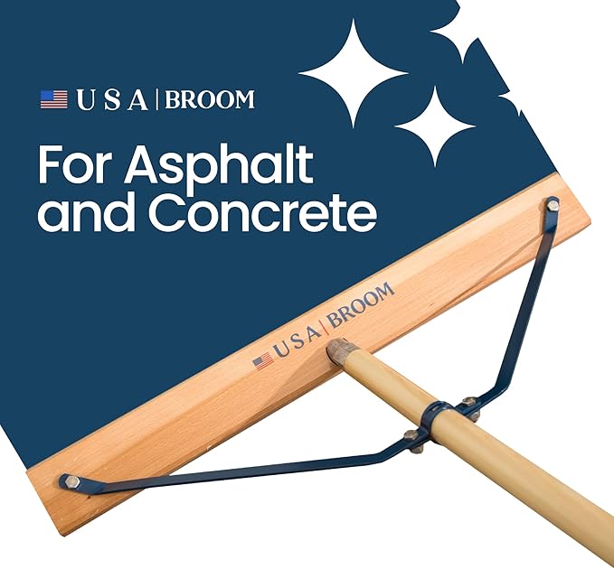 4 Pack Bundle - 36" Heavy Duty Outdoor Push Broom with 60" Handle. Ideal for Asphalt, Concrete & Heavy Debris. Durable American Made Steel Brackets-Stainless Steel Hardware. No Plastic. 100% USA Made.