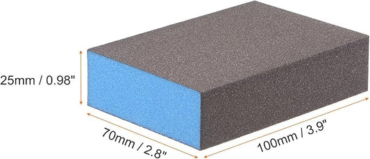 HARFINGTON 4pcs Sanding Sponge Blocks #220 (800-1000 Grits) Wet/Dry Hand Sanding Sponges, 100x70x25mm Foam Sanding Block Pad for Polishing Kitchen Metal Wood Drywall Furniture, Brown&Blue