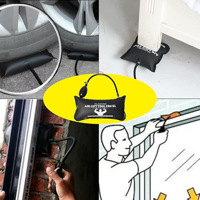 Air Wedge Bag, Professional Air Wedge Pump Leveling Kit & Alignment Tool, Commercial Grade Inflatable Shim Bag with 4 Tools - 2 pcs Different Sizes Air Wedge