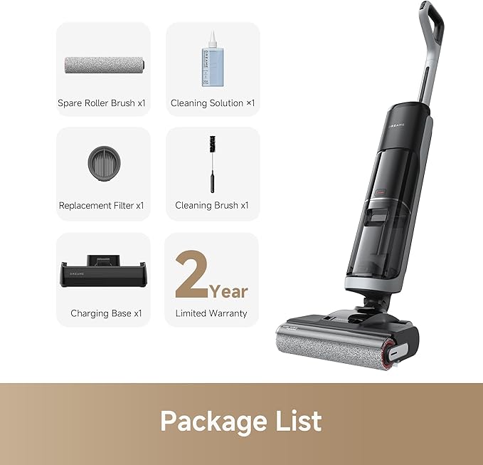 dreame H14 Cordless Vacuum Mop, 180째 Lie-Flat Wet Dry Vacuum cleaner, 140째F Brush Washing, Fast Hot Air Drying in 5Mins, Smart Hard Floor Cleaner Machine with Powerful Suction, Great for Sticky Messes