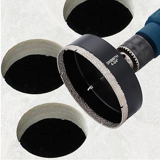 DKIBBITH 4-3/4" Diamond Hole-Saw Bits with Pilot Drill Bit - 4-3/4" Diamond Tipped Tile Hole Saws with Guiding Bit for Porcelain Tile Ceramic Pottery Granite Stone Glass Bottles 120mm.