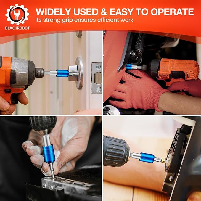 BLACKROBOT 8-Piece Magnetic Quick Change Impact Bit Holder, 2.5-Inch Drill Bit Extension for 1/4" Hex Drives, Ideal for Screwdriver Bits, Nuts, Drills and Socket Driver Adapters