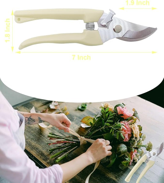 Pruning Shears for Gardening, 1 Pack Garden Scissors for Cutting Fresh Flowers, Floral Clippers for Plants, Fruits (Yellow)