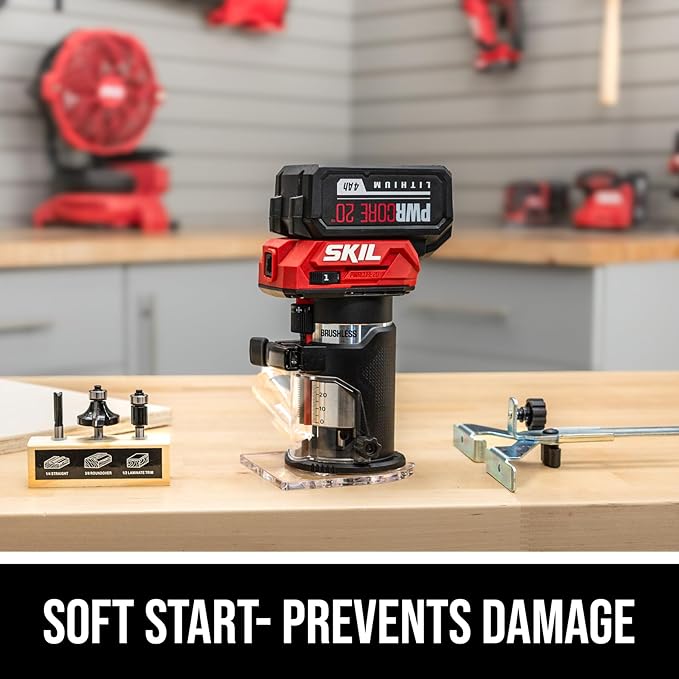 SKIL 20V Brushless Compact Router Kit Including 4.0Ah Battery and 1 Hour Charger-RT1430B-10