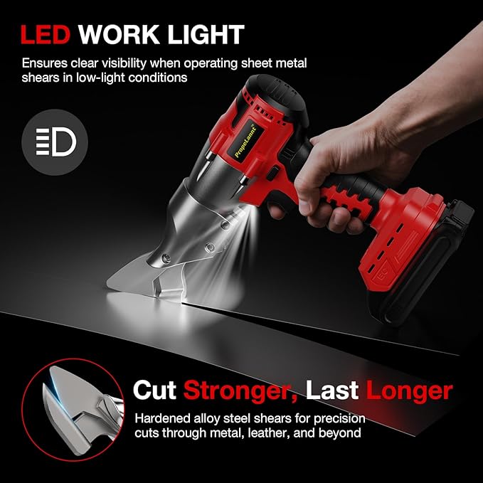 Cordless Metal Shears for Milwaukee M18 Battery - 14GA Metal Cutting Shears, 400Nm Torque, 360째 Pivoting Head, Cuts Stainless Sheet, Iron, Carpet, Leather, Cardboard (No Battery)