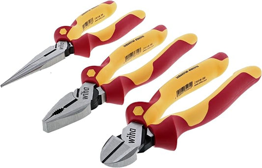 Wiha 32981 Insulated Industrial Pliers and Cutters Set, 3-Piece, 1000V VDE Tested
