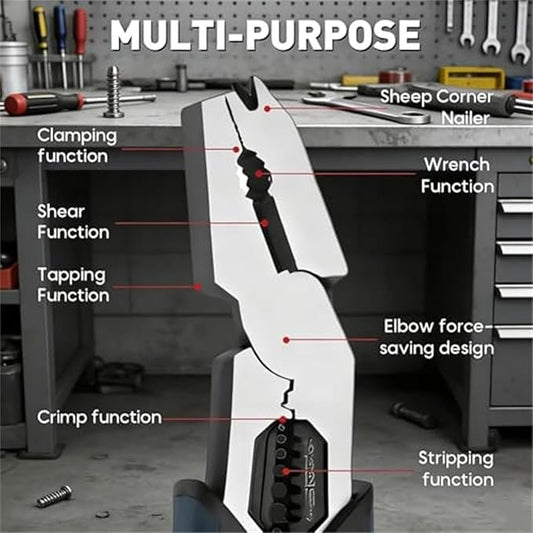 Industrial-Grade Multi-Function Cutting Pliers, 9-inch 9-in-1 Multi-Functional Pliers, Compound Action Leverage Design, Wire Stripper and Cutter, Chromium Vanadium Steel Crimping Tool (1PC)