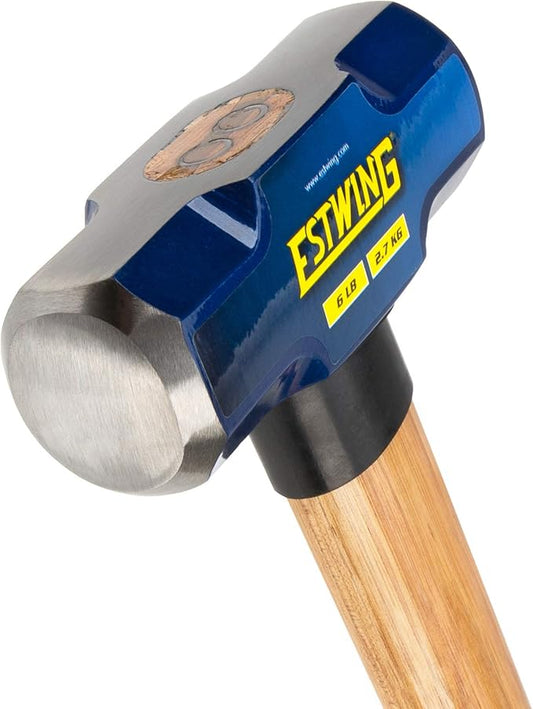 Estwing 6-Pound Hard Face Sledge Hammer - 30-Inch Hickory Handle, Ergonomic Grip, Durable Construction for Demolition & Stake Driving