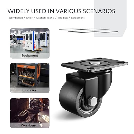 ANDUTEES 2 Inch Caster Wheels Set of 4, Heavy Duty Casters Load 2200lbs, Low Gravity Centere Industrial Swivel Casters, Plat Caster for Furniture and Workbench