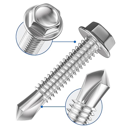 (400Pcs) #8×1/2" Hex Washer Head Self Drilling Screws, 410 Stainless Steel Metal SheetScrews,TEK Screws, Sheet Metal Self Tapping Screws
