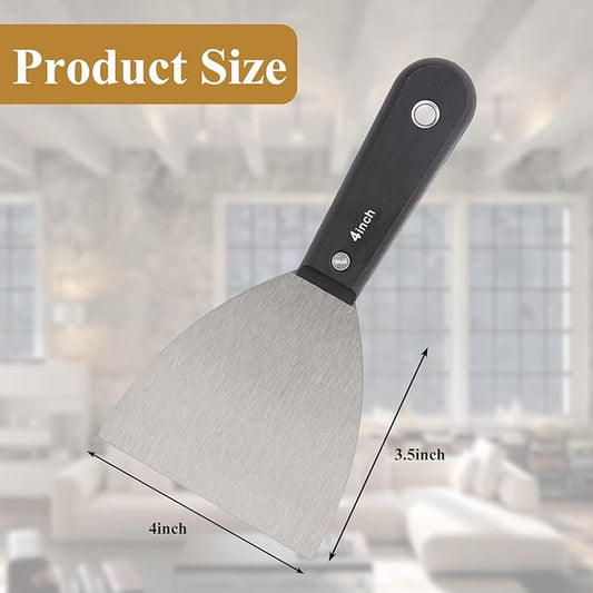 7 PCS Drywall Tools,Putty Knife,Paint Scraper Tool with Storage Bag,Stainless Steel Putty Knife Set,Drywall Scraper Spackle Taping Knife for Spreading Mud, Taping,Repairing wall (2 PCS -4")