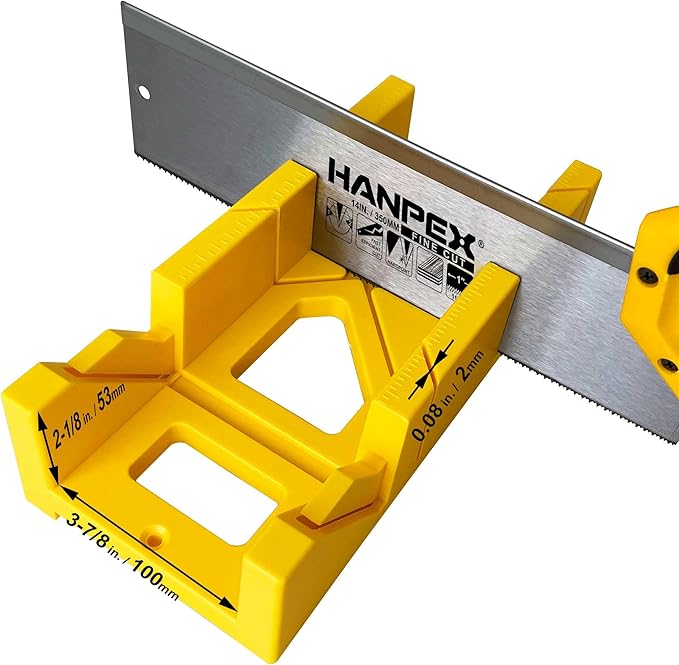 12 Inch Heavy Duty Mitre Box Cuts both 45 degree and 90 degree Miter Angles for Accurate Cutting, Impact-Resistant ABS plastic Miter Box for DIYer, Woodworker, Woodcarver, Carpenter, Yellow