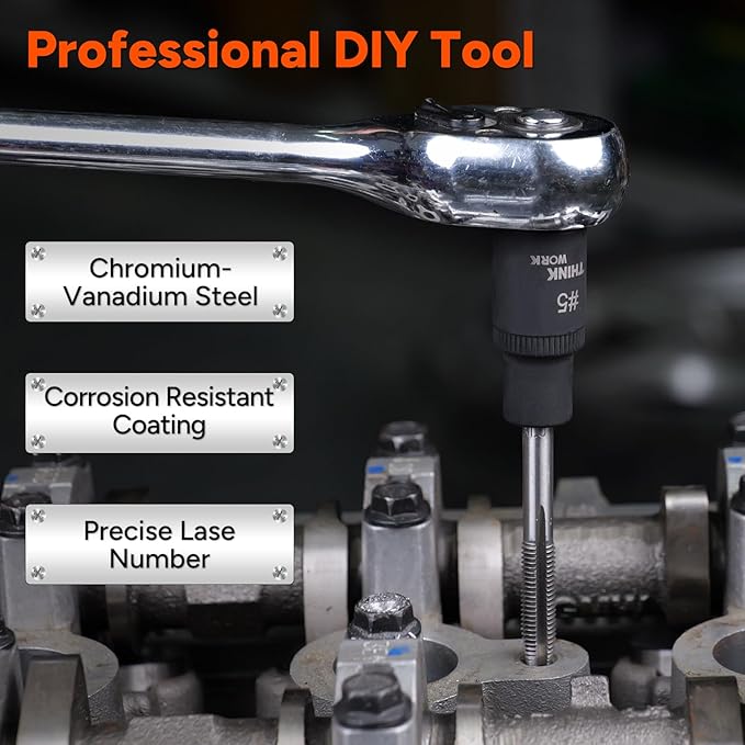THINKWORK 12 Piece Magnetic Tap Socket Set, 1/4", 3/8" Square Drive Tap Handle Tool for Wrench