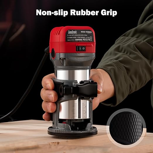 Router Tool, 6.5Amp 1.25HP Wood Routers for Woodworking, 13000-33000 RPM 6 Variable SpeedsHand Wood Tool Compact Edge Trimmer with 15 1/4" Router Bit Set (US7)