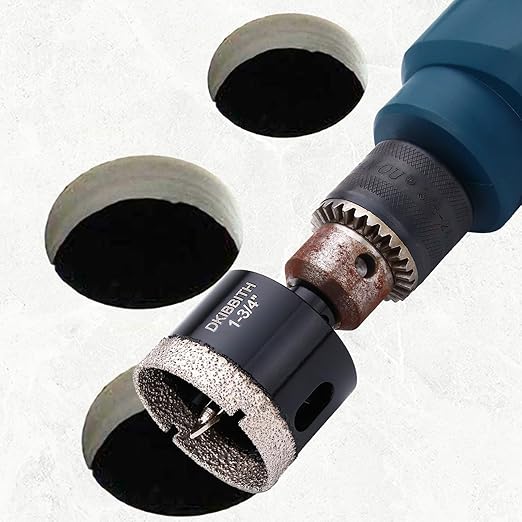 DKIBBITH 1-3/4" Diamond Hole-Saw Bits with Pilot Drill Bit - 1-3/4" Diamond Tipped Tile Hole Saws with Guiding Bit for Porcelain Tile Ceramic Pottery Granite Stone Glass Bottles 45mm.