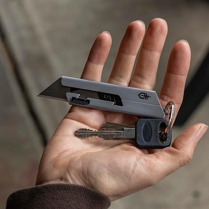 Gerber Gear EAB Utility Knife, Clips to Pocket or Keychain with Replaceable Razor Blade for Everyday Carry, EDC Gear with Box Cutter Retractable, Mini Silver