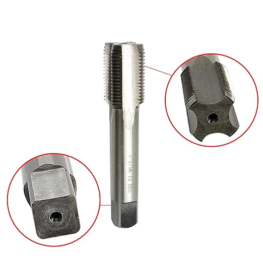 Lzcdelyxiao 1-1/16"-12 Tap UN Right Hand Straight Flute Machine Tap Nominal Diameter 1-1/16" Thread Per Inch 12 Fin Thread Tolerance Grade 2B High Speed Steel HSS