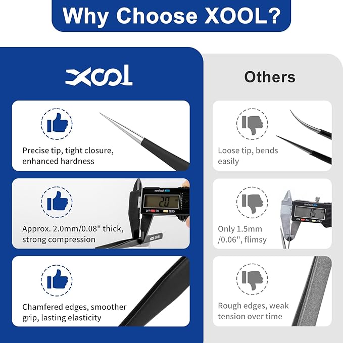 Precision Tweezers Set, XOOL 9 PCS ESD Tweezers Set, Anti-Static Stainless Steel Tweezers Kit, Multi-standard Stainless Steel Tweezers for Lab, Electronics, Jewelry and Detailed Work