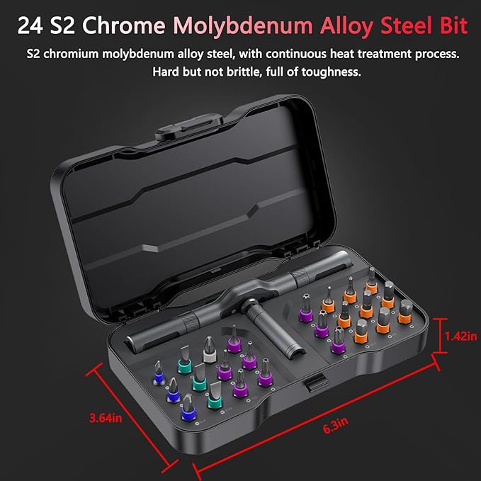 24 in 1 Magnetic Screwdriver Set,DIY Ratchet Screwdriver with Detachable Handle,Multi Bit Screw Driver Set Multifunctional Toolbox,Portable Precision Repair Tool Kit for Furniture Computer Bicycle