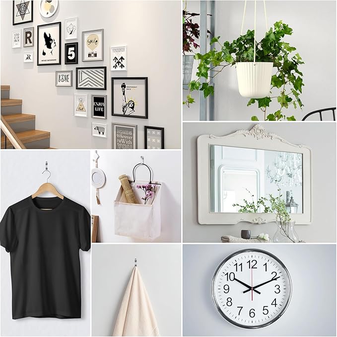 304 Pieces Picture Hanging Kit, 10lb, 30lb, 50lb and 100lb Picture Hangers, Metal Picture Hanging Hooks with Nails, on Drywall, Wooden Wall(Silver)