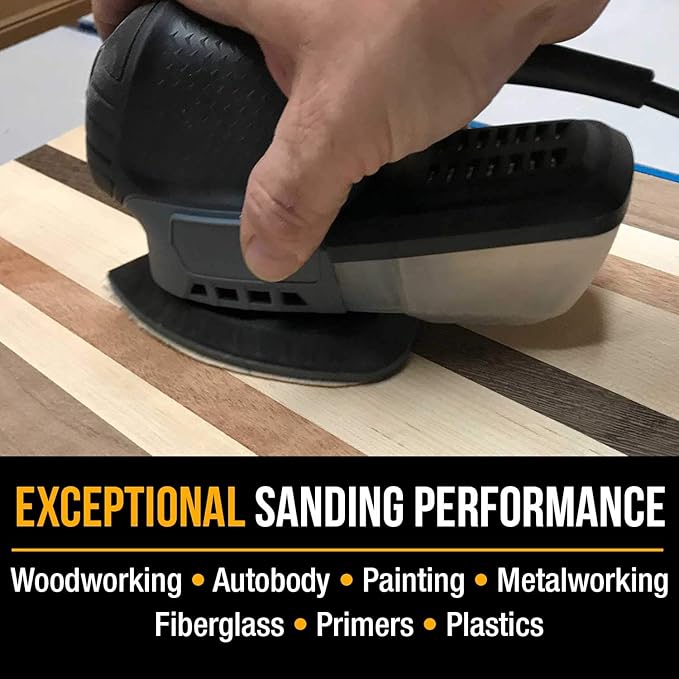 Dura-Gold Premium Mouse Detail Sander Sandpaper Sanding Sheets - 220 Grit (Box of 24) - 5 Hole Pattern Hook & Loop Triangle Mouse Discs - Woodworking Wood, Furniture Crafting, Sand Automotive Paint