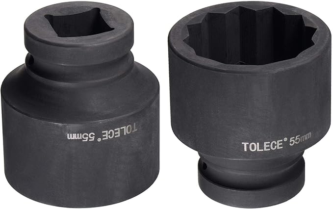 uxcell 1-Inch Drive 55mm 12-Point Impact Socket, CR-MO Steel 80mm Length, Standard Metric Sizes
