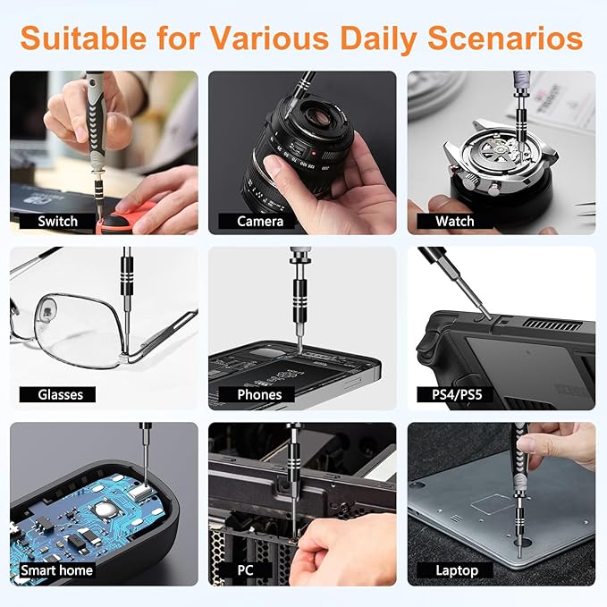 Upgraded 130 in 1 Precision Magnetic Screwdriver Set with Case and Flexible Shaft,Repair Tool Kit for Electronics,Macbook,Laptop,PC,RC,PS5,iphone,Jewelers,XBOX,Glasses,Perfect tool set Gifts for Men