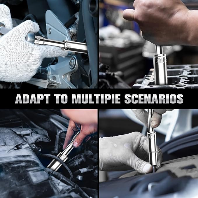 10PCS 3/8??Drive Deep Socket Set, Metric(10mm-21mm), 6-Point, Cr-V Steel, Chrome Plated Socket With Hanging Bracket, Cover Most Commonly Sizes