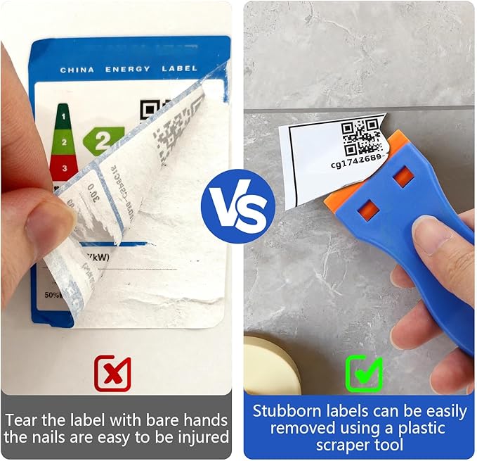 10 Plastic Razor Blade Scraper, 100 Pcs Blades, Remove Label Decal Tool for Stickers, Gaskets and Paints on Window Car Glass