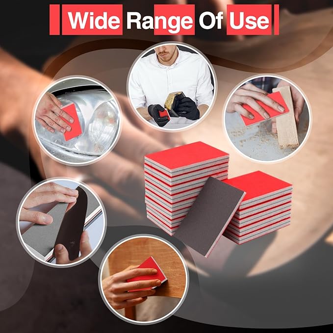 30-Pcs 3x4 Inch 400 Grit Sanding Sponge Set, Sanding Block, Ultra-Fine Wet/Dry Sandpaper for Wood, Metal, Drywall, Furniture Polishing (400Grit)