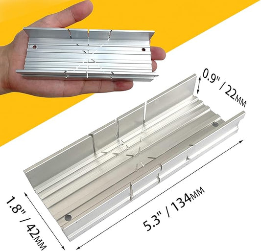 Metal Small Aluminum Miter Box 5.3 Inch Small Tiny Mitre Box for Manual Saw for Hand Saw 3 Cutting Angles - Ideal For Cutting Wood and Soft Metal
