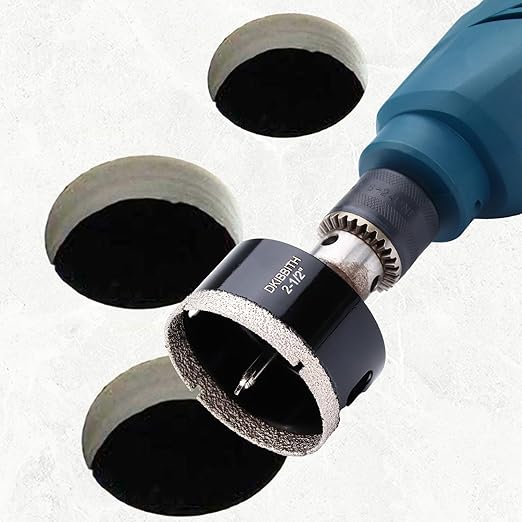 DKIBBITH 2-1/2" Diamond Hole-Saw Bits with Pilot Drill Bit - 2-1/2" Diamond Tipped Tile Hole Saws with Guiding Bit for Porcelain Tile Ceramic Pottery Granite Stone Glass Bottles 65mm.