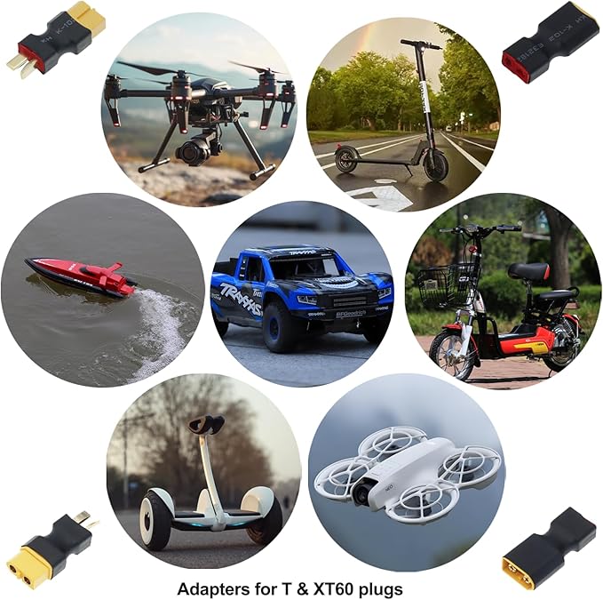 XT60 to T Plug Female Male Connector Adapter for RC Car FPV Drone Lipo NiMH Battery Charger ESC No Wires Connector (1 Pair)