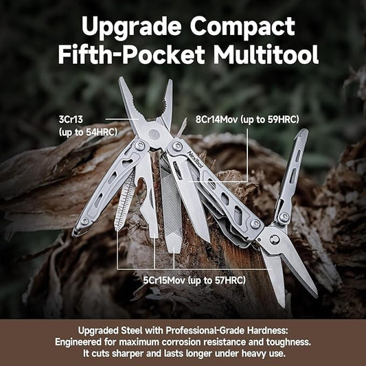 NexTool F12 Mini Multitool, 13-in-1 Keychain Multitool with Serrated Scissors, File and Safety Lock, Upgraded 80Cr14Mov Steel Multi Tool for EDC, Outdoor Adventures and DIY, Gifts for Men