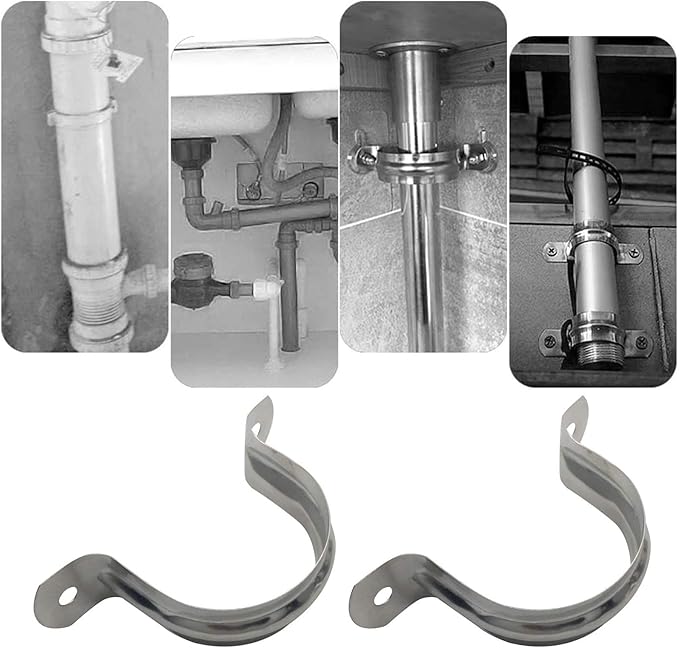2 Pcs 5inch Rigid Pipe Strap,Two Hole Stainless Steel Strap U Bracket, Widened Tube Strap Tension Clip Assortment Kit Heavy Duty Pipe Clamp(133mm)