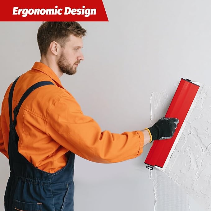 Drywall Skimming Blade Set, 10"+16"+24" Skimming Blade+ 33"-77" Extension Handle Pole with Portable Case, Stainless Steel Drywall Smoothing Spatula for Large Working Area Sheetrock/Wall-Board