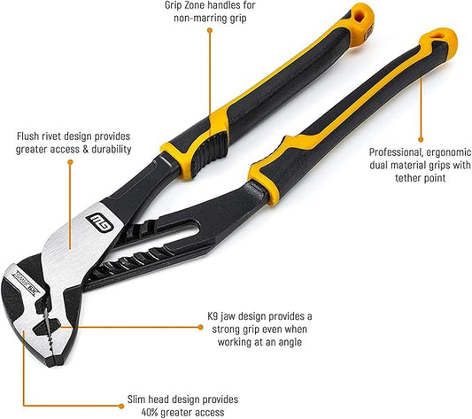 GEARWRENCH 8", 10?? & 12??PITBULL K9 Straight Jaw Dual Material Tongue and Groove Pliers Set - 82205CAZ