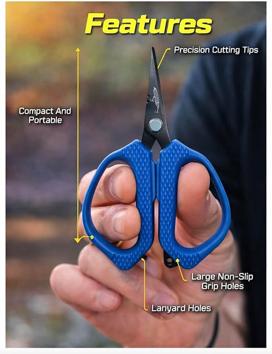 Topwater Co. Mini Braid Scissors ??Compact Fishing Line Cutters for Braid, Mono & Fluoro | Sharp Stainless Steel, Non-Slip Grip, Saltwater & Freshwater Use