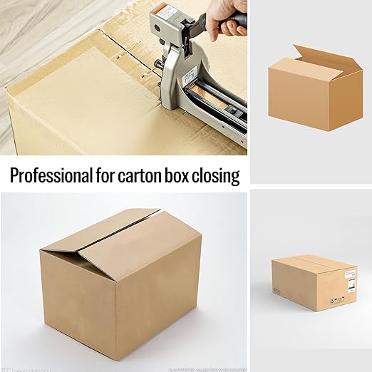 meite Carton Closing Staples 16 Gauge 1-3/8" Wide Crown 3/4" Leg Copper-Coated Carton Staples for Pneumatic or Manual Box Stapler Gun - Cardboard Closer Packaging (3,200PCS)