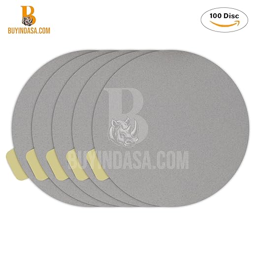 Indasa 6" 100 PCS PSA Sanding Discs ??Rhynostick 360 Grit / 100 Discs ??Self-Adhesive Sticky-Back Sandpaper for DA Sander, Automotive, Wood, Metal, Paint, whiteline