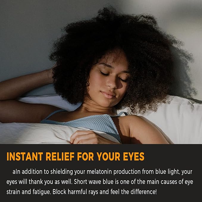 Clip-on Blue Blocking Eye Wear Glasses | Anti-Fatigue & Eyestrain Relief for Men and Women | Amber Nighttime