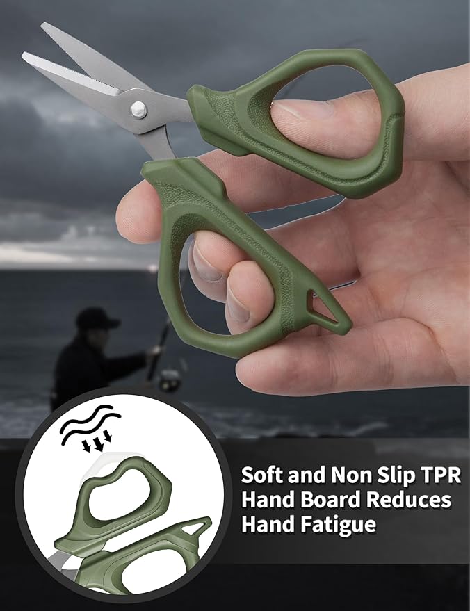 4.6" Fishing Scissors,Fishing Line Cutter for Braided Fishing Line,Fishing Gear with Tool Retractor,Non-Slip Grip Small Scissors for Saltwater & Freshwater