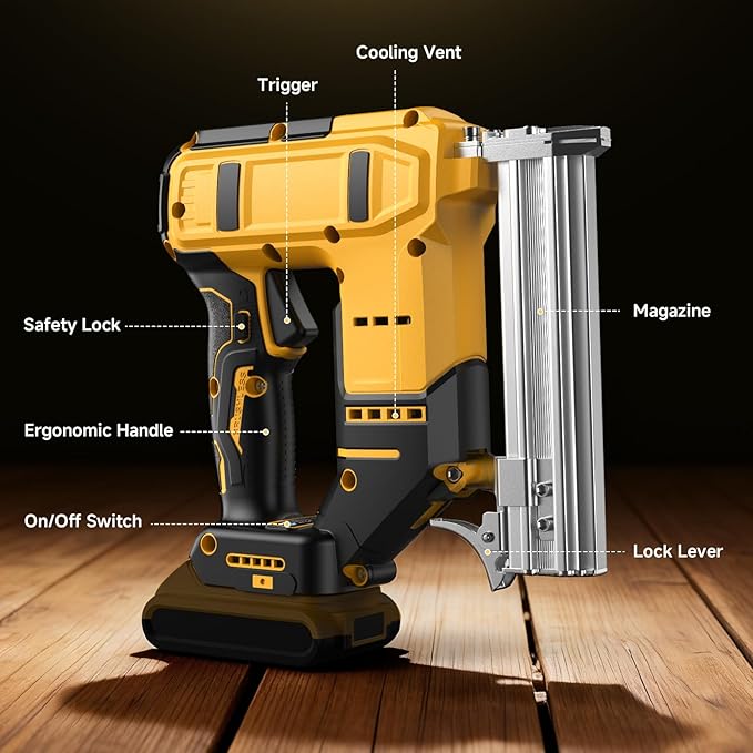 2 in 1 Cordless 18GA Brad Nailer & Stapler, Compatible with Dewalt 20V Max Battery (No Battery), Nail Gun/Staple Gun Battery Powered with 1200 Nails/Staples for DIY, Woodworking
