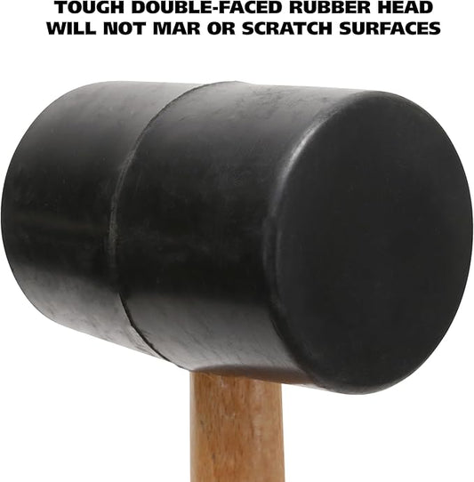 GreatNeck RM32 32 Oz Rubber Mallet Hammer For Construction, Woodworking, Automotive, Heavy Duty Double Faced Mallet Features Polished Hardwood Handle, Dual Sided Non-Marring Rubber Head