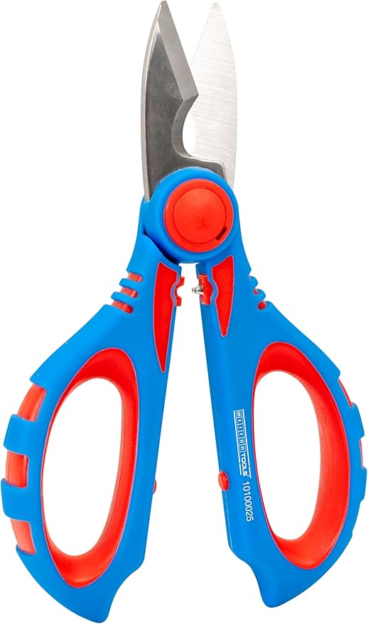 WEICON TOOLS Electrician scissors XL | Mulfifuntional Heavy Duty scissors for cutting, stripping and crimping | Easy all purpose cutting | with protective cover | ideal for copper and aluminium cables