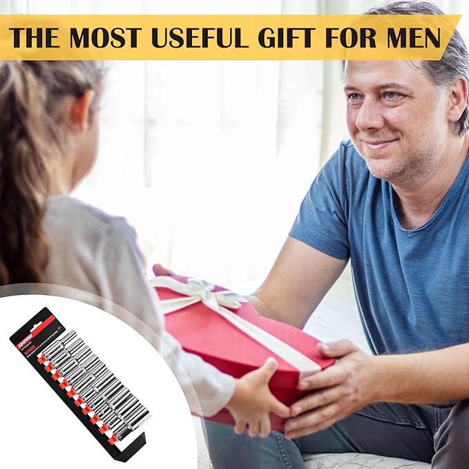 Egofine 10PCS 1/2??Drive Deep Socket Set,Metric Socket Set竊?0mm-21mm,6 Point Socket Set With Hanging Bracket,Cr-V Steel
