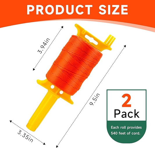 2 Pack Mason Line with Handle,540ft #18 Braided Nylon Mason Line for Gardening, Masonry Tools, Surveying, Kite Twine String or DIY Project