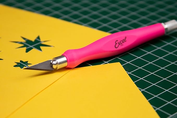 Excel Blades Fit Grip Craft Set, 3-Pack ??Ultra-Sharp #11 Carbon Steel Blade with Contoured Rubberized Grip ??Precision Hobby Knife for DIY, Art, and Hobby Projects ??Pink, Made in the USA