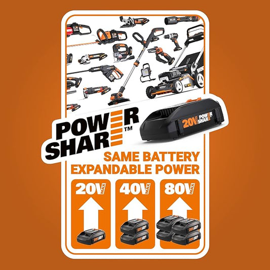 WORX WG801.9 20V 2 in 1 Cordless Hedge Trimmer, 4" Grass Shear & 8" Shrub Trimmer with 2 Blades, Battery & Charger Not Included