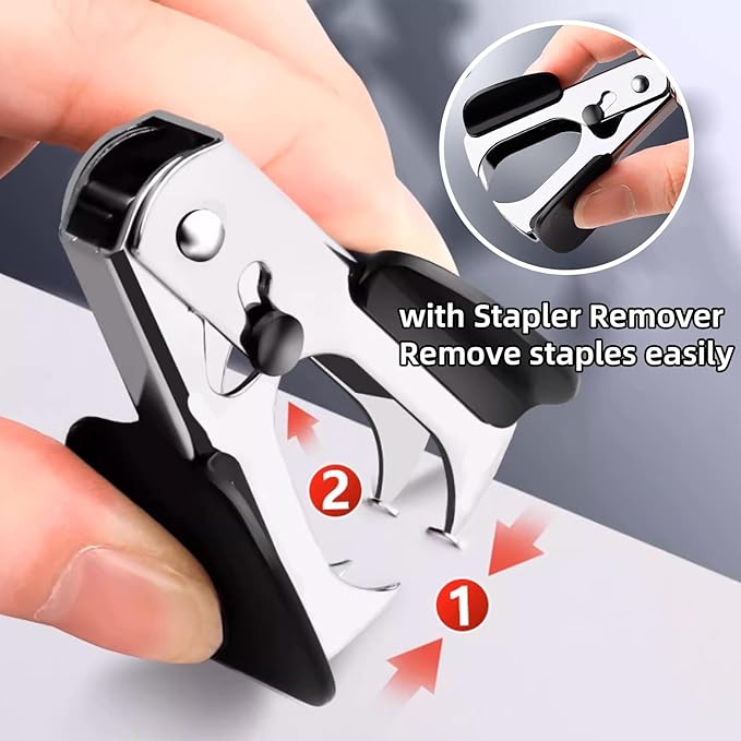 Long Reach Stapler,with 2000 Staples & Stapler Remover Full Strip竊?0-25 Sheet Capacity,with Built-in Ruler and Adjustable Locking Paper Guide, Black